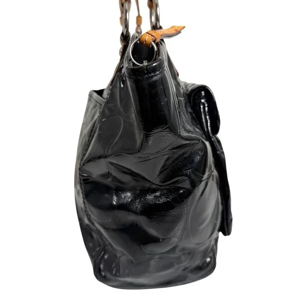Coach Signature Leah Embossed Patent Leather Shoulder Tote Bag F14663 + Hang Tag - Picture 4 of 16
